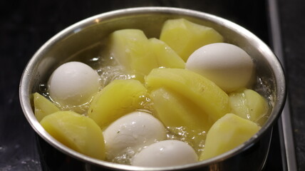 Boiling Potatoes and Eggs on the Stovetop