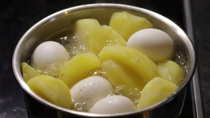 Boiling Potatoes and Eggs on the Stovetop