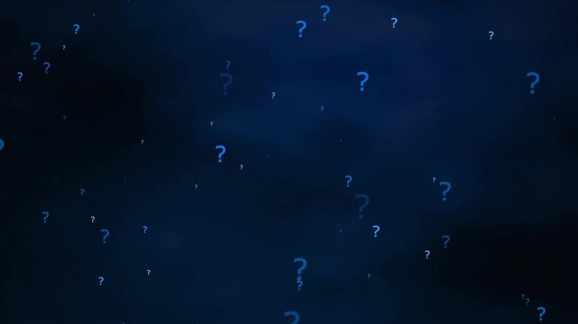 Deep Blue Background with Scattered Light Blue Question Marks image photo