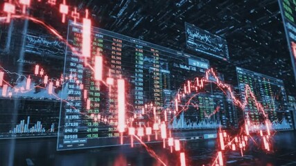 Abstract visualization of stock market data with financial graphs, futuristic style - Powered by Adobe