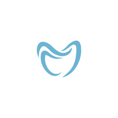 Abstract blue dental tooth or heart shape logo design with flowing lines.