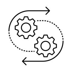 Automation Icon, Gear - Automated Processes, AI-Driven Systems, Workflow Automation, Digital Transformation, Editable Stroke.