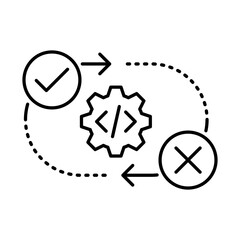 Continuous Testing Icon, Test Tube - Automated Testing, Continuous Integration, Software Quality Assurance, DevOps, Editable Stroke.