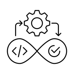 DevOps Icon, Infinity Loop - Continuous Integration and Delivery, Agile Development, DevOps Practices, Software Automation, Editable Stroke.
