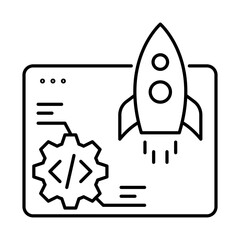 Release Icon, Rocket - Software Deployment, Release Management, DevOps Process, Continuous Delivery, Editable Stroke.