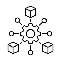 Microservices Icon, Network - Distributed Systems, Modular Architecture, Cloud Computing, Scalable Services, Editable Stroke.