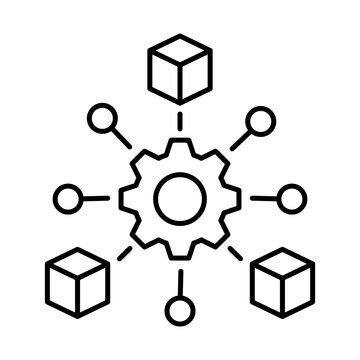 Microservices Icon, Network - Distributed Systems, Modular Architecture, Cloud Computing, Scalable Services, Editable Stroke.