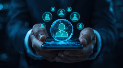 On a digital tablet screen social network icon,
Digital networking concept 