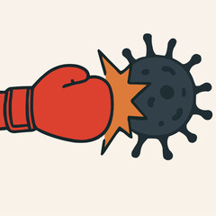 Boxing Glove Fighting Cancer Flat Illustration

