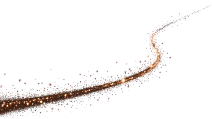 Firework rising trail element — a curved line with small sparkling particles