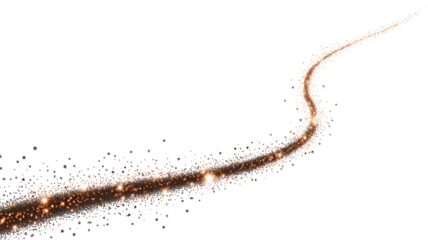 Firework rising trail element — a curved line with small sparkling particles