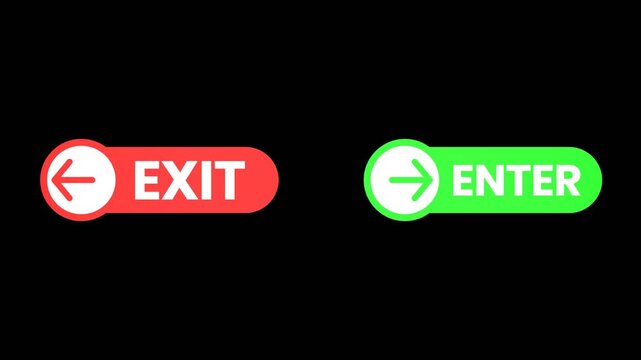 Animation of the symbol for exiting or entering a door on a black background