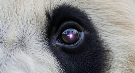 Close up of a dogs eye reflecting light and texture studio shot