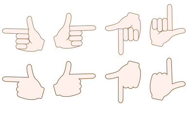 上下左右を示す指矢印のイラストセット