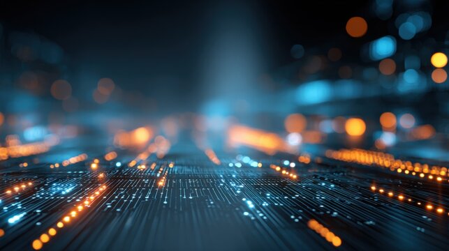 Abstract Technology Background with Glowing Data Streams and Artificial Intelligence Networks for Digital Innovation - Powered by Adobe