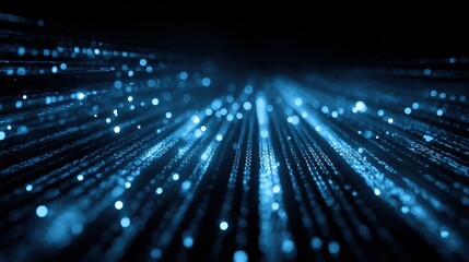 Abstract technology background with blue glowing particles conveying digital information and futuristic data transfer concepts
