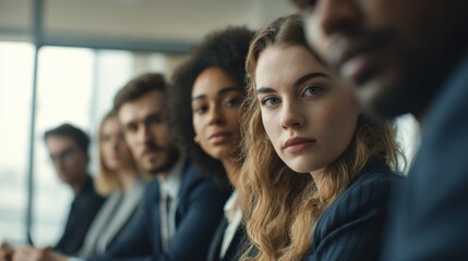 Diverse Business Team Portrait: Focused Professionals in a Meeting, Demonstrating Unity and Corporate Strength