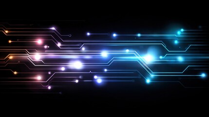 Futuristic Circuit Board Design with Glowing Light Effects for Technology and Innovation Concepts