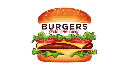 Flavorful illustration advertising fresh and tasty sandwiches with stacked ingredients