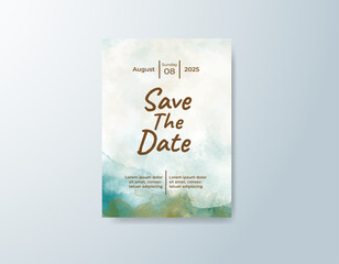 Wedding invitation with abstract watercolor background