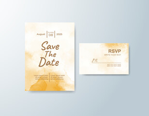 Wedding invitation with abstract watercolor background