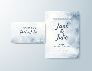 Wedding invitation with abstract watercolor background