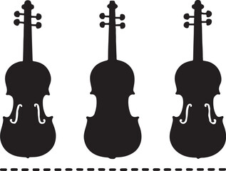 PrintThree silhouetted violins arranged in a row