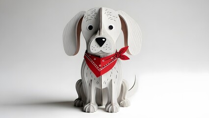 Fun Recycled Cardboard Tube Dog | Handmade Sitting Puppy with Bandana Kids Craft Gift