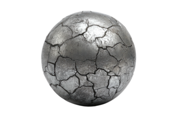 Cracked metallic sphere, surface fractured with complex lines