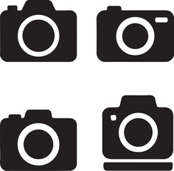PrintFour black silhouette icons of digital cameras