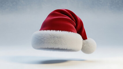A festive red Santa hat with a white fuzzy trim, perfect for holiday celebrations and winter fun