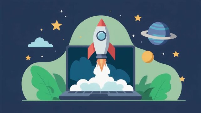 スクリーンから飛び出すロケット