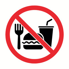 PrintNo food or drinks allowed sign with burger and drink icon