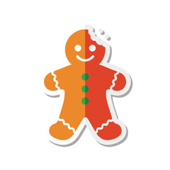 Gingerbread Man Cookie with a Bite Taken Out, Festive Holiday Treat.