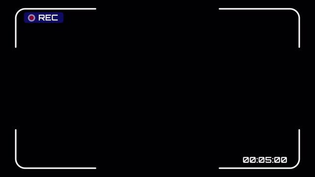 Camcorder Overlay Template. Video Recording Camera Screen Viewfinder with Flashing REC Indicator and Running Time Code 4k video animation seamless loop