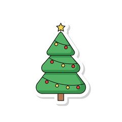 Christmas Tree Sticker with Star and Lights.