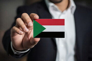 Proudly displaying the Sudanese flag, showcasing national identity and cultural heritage, perfect for global unity themes