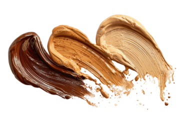 Three foundation swatches, dark to light