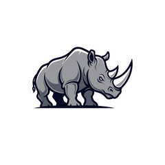 Obraz premium A stylized illustration of a rhinoceros with a prominent horn and muscular build.