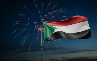 Celebrating Sudanese Independence Day with fireworks, honoring national pride and cultural heritage under a festive night sky
