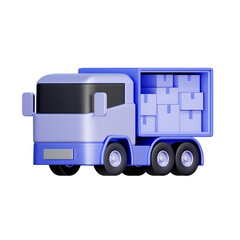 3D icon of a delivery truck loaded with boxes For local delivery, goods transport, last mile logistics, and shipment.