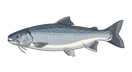 Obraz premium Illustration of a Dolly Varden Trout fish swimming in clear water.