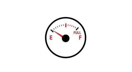 Naklejka premium Fuel Gauge Empty Indicator Showing Low Gas Level.
