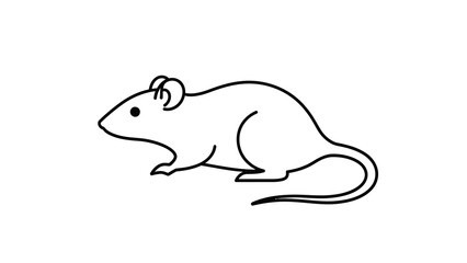 Minimalist black and white line drawing of a mouse