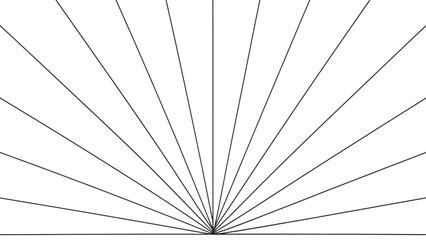 Abstract geometric lines radiating from a central point in black and white