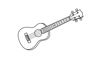 Naklejka premium Black and white line drawing of an acoustic guitar