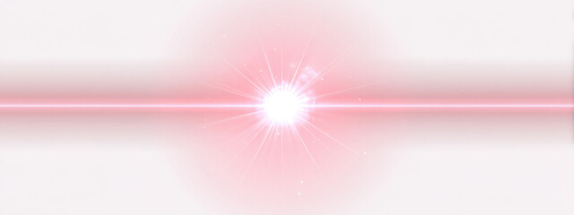 Bright light pink lens flare on soft white background creates dreamy and ethereal atmosphere, perfect for various design projects