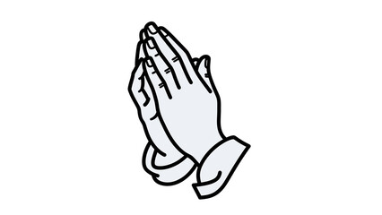 Simple line art of hands in prayer position on white background