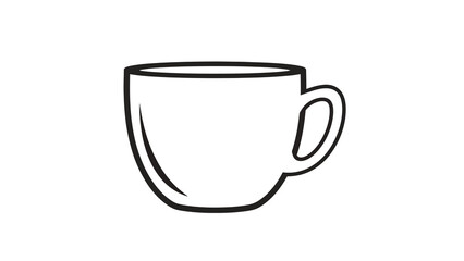 Minimalist black and white line drawing of a coffee cup