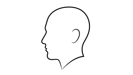 Minimalistic line art profile of a human head silhouette